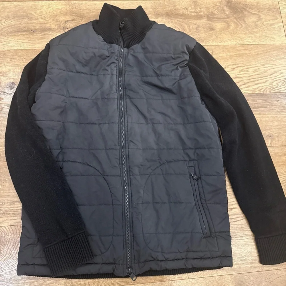 Banana Republic Full Zip Sweater Jacket Men’s Large Black Mock Neck Collar